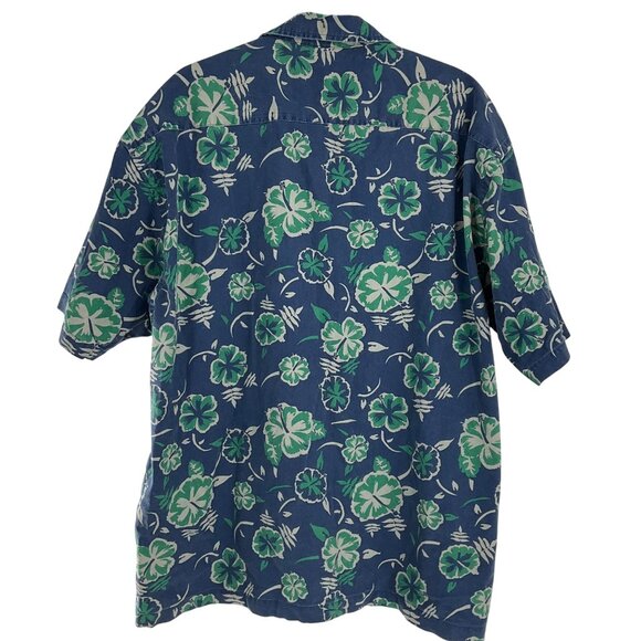 1999 Warner Bros Taz Devil Surf Gear Hawaiian Shirt XL Blue Floral 100% Cotton - Picture 6 of 9